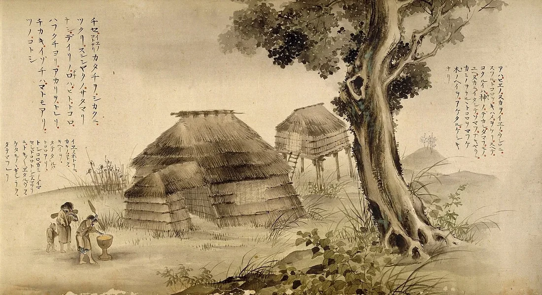 1822-Hirasawa Byōzan - Scene di vita quotidiana degli Ezo